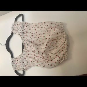 Flower off shoulder crop top